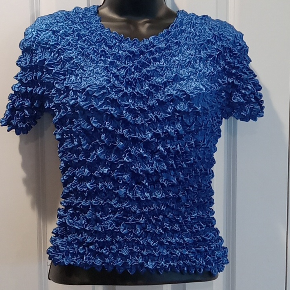 Vintage Y2K Chic Blue Textured Women's Blouse